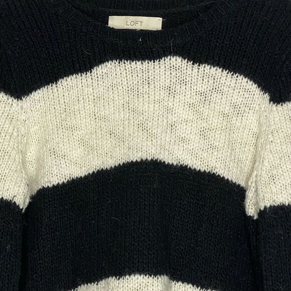 LOFT Wool‎ Alpaca Blend Striped Sweater - Picture 3 of 10